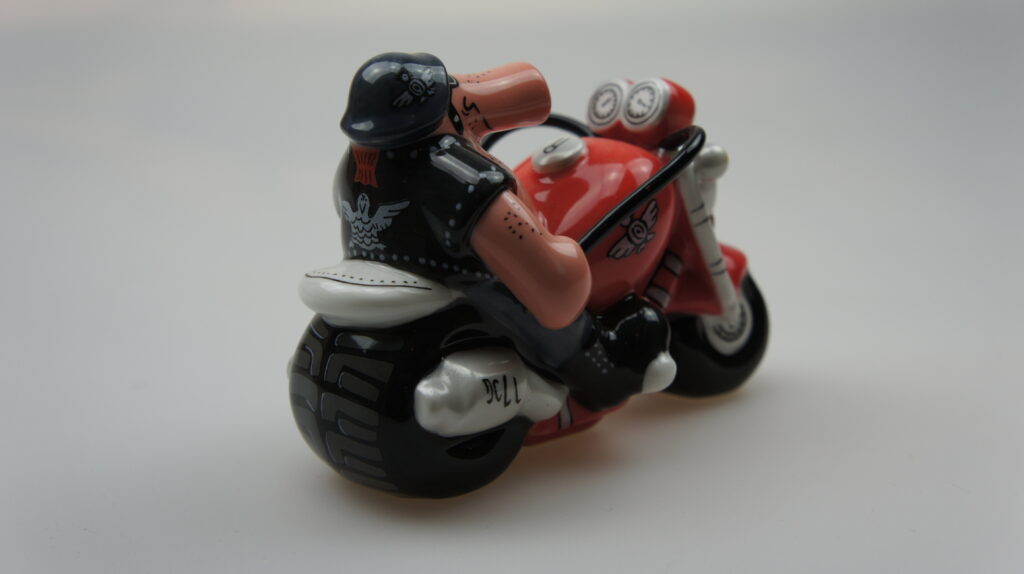 Humorvolle peper & zoutstrooier - Mol op stoere motorfiets