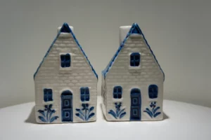 Grachtenpandjes peper zoutstel Delfts blauw handbeschilderd